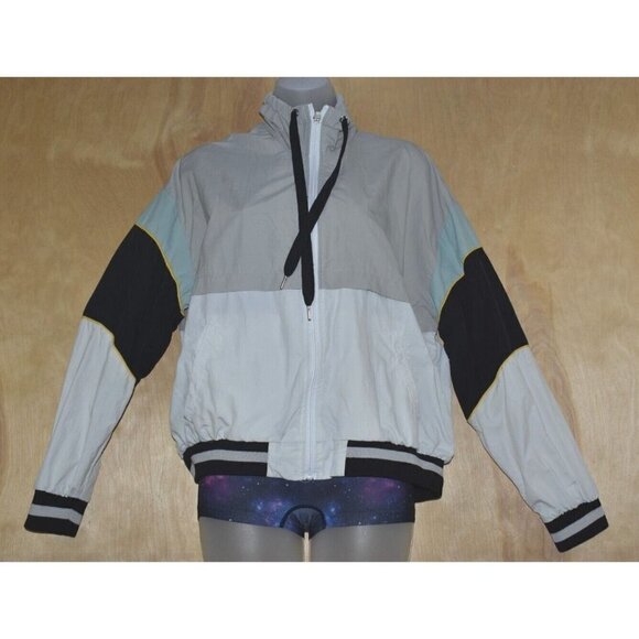 1 Sunset Lane Womens Retro Colorblock White/Gray Windbreaker Jacket Size M - Picture 1 of 7